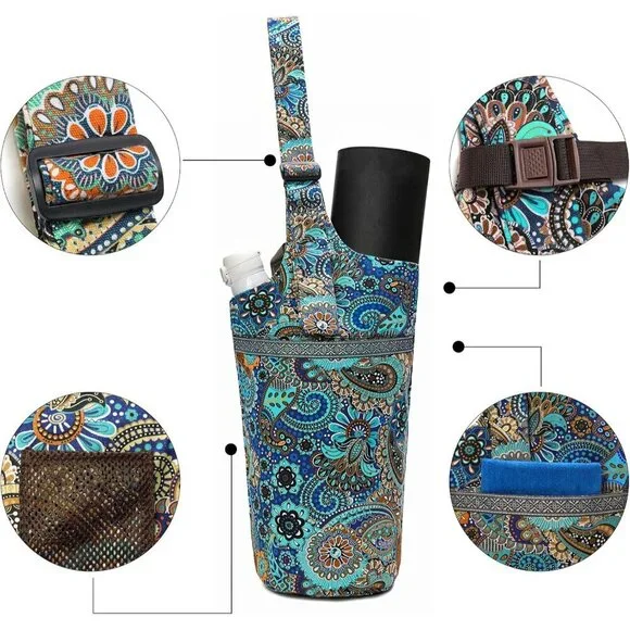 Yoga Mat Bag Canvas Large Storage Adjustable Shoulder Straps Gifts - Picture 3 of 6